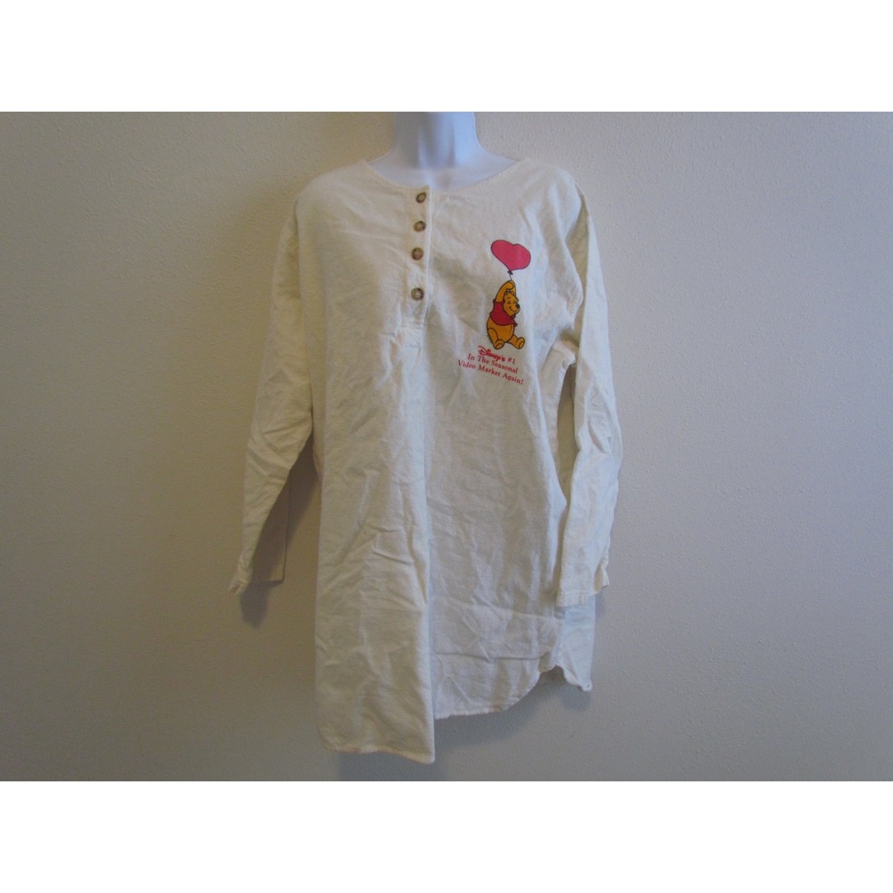 No Ka Oi Disney Nightshirt OS Cream Winnie Pooh Flannel Vintage 90s Promotional